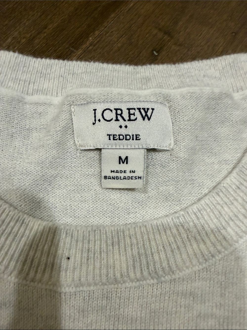 J. Crew Heather Gray Light Weight Sweater with Pink & Gold Sequin MERRY - Picture 2 of 5